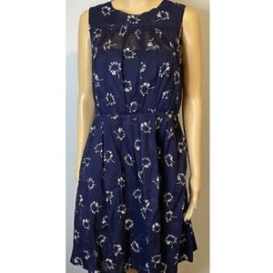 Marc Jacobs Navy cotton voile W/ white floral print dress SZ 2